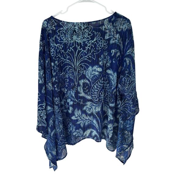Bob Mackie Wearable Art Lightweight Flowy Sheer Shimmer Poncho Boho Coastal XL - Picture 8 of 8